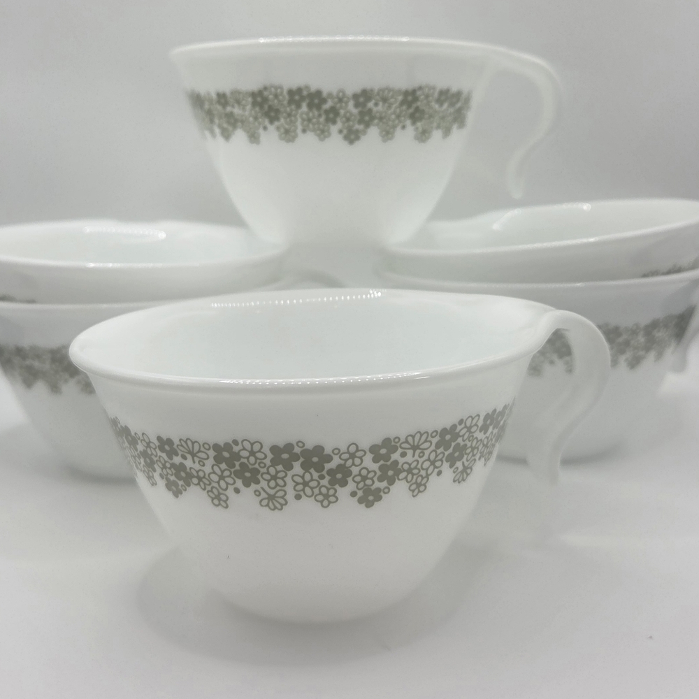 Vintage Corelle 70's  Crazy Daisy Hook Cups Set of 6 ReTrO